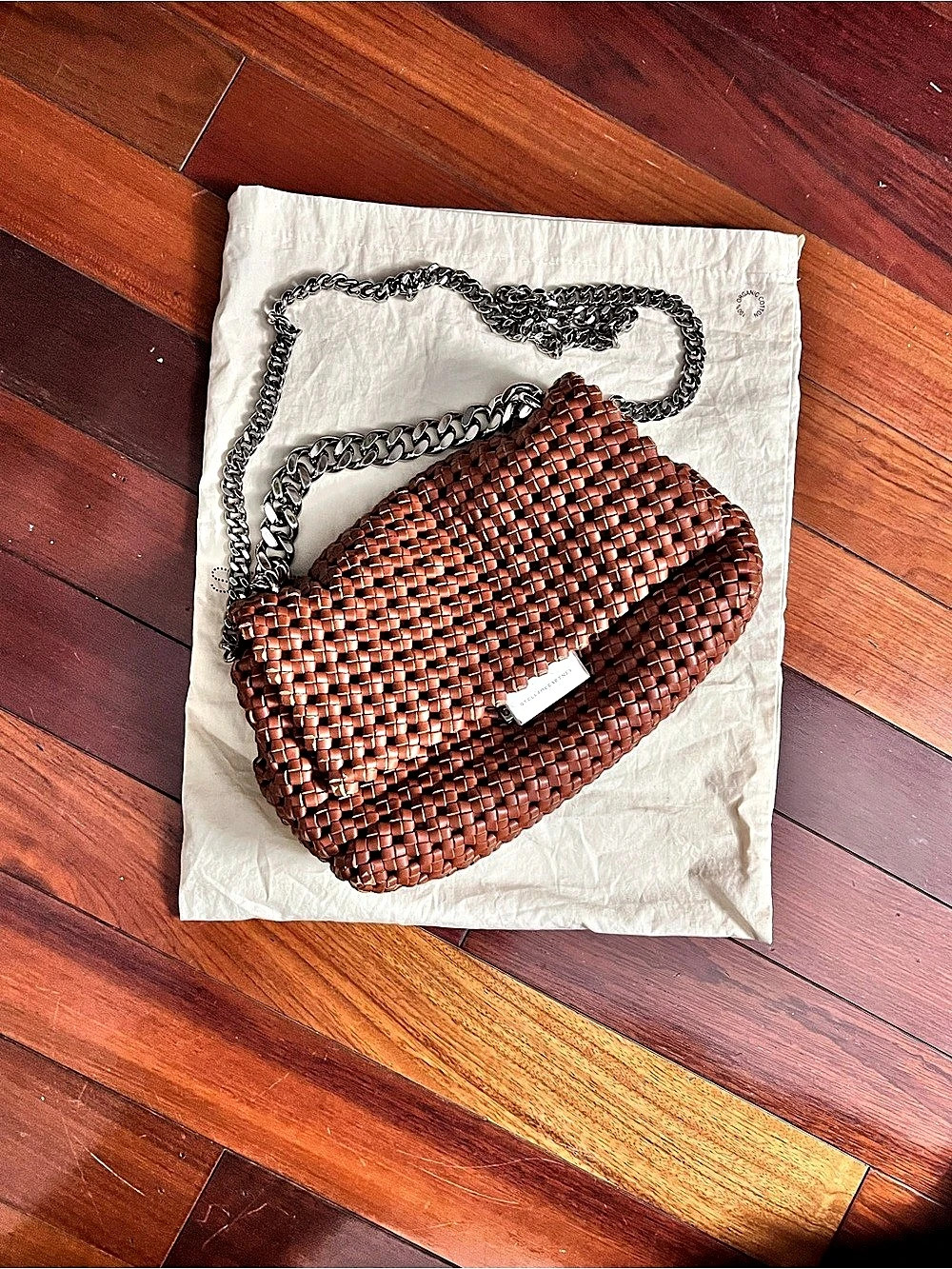 Stella McCartney Eco Alter Nappa brown medium silver chained Shoulder bag